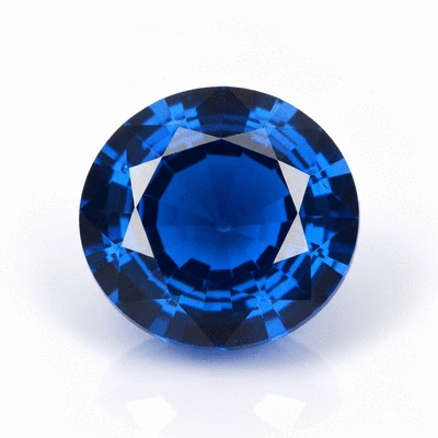 Close-up of a vibrant blue sapphire gemstone with high saturation, reflecting light beautifully
