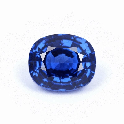 Close-up of a vibrant blue sapphire gemstone
