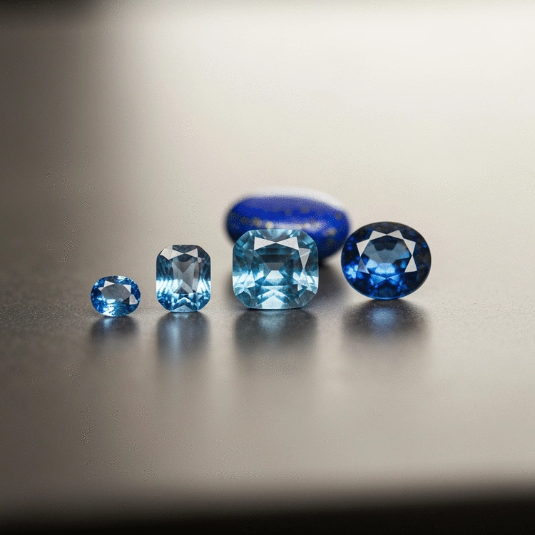 What do blue gemstones symbolize in different cultures?
