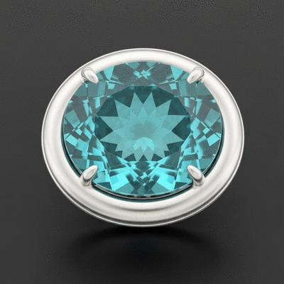 Close-up of a sparkling aquamarine gemstone in a jewelry setting, surrounded by soft, natural light