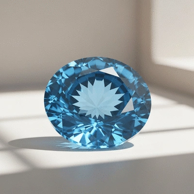Blue topaz gemstone in a modern setting