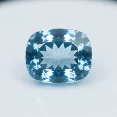 Close-up of a cut aquamarine loose gemstone